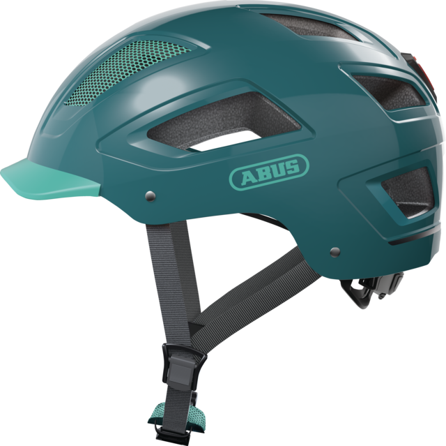 A product image of the Abus Hyban 2.0 cycle safety helmet, showing the colour option for Core Green.