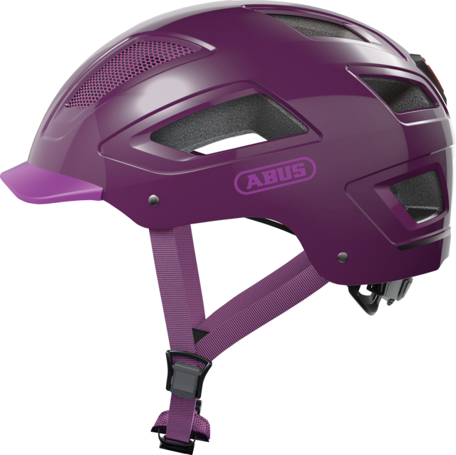 A product image of the Abus Hyban 2.0 cycle safety helmet, showing the colour option for Core Purple.