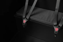 Load image into Gallery viewer, A product image of the Bimas eCargo 3.3 Economy electric cargo bike, showing a close-up of the bench in the cargo box and the passenger safety belts.