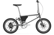 Load image into Gallery viewer, A product image of the Ahooga Power 36V folding electric bike showing the right side of the bike. The bike's frame colour is grey. The Ahooga Power 36V folding electric bike is available to buy from Bleeper.