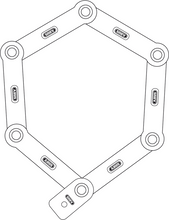 Load image into Gallery viewer, A diagram showing how the Abus Bordo folding lock opens up to enclose a wider area.