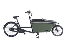 Load image into Gallery viewer, A product image showing the flat rain cover on the Dolly electric cargo bike. This photo is taken from the side of the bike.