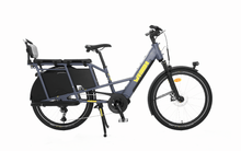 Load image into Gallery viewer, An animated product image which cycles through the various accessories which can be added to the Yuba Boda Boda electric longtail cargo bike.