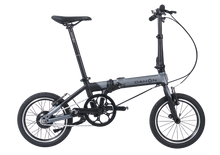 Load image into Gallery viewer, A black and grey Dahon K-feather folding electric bike on a white background.