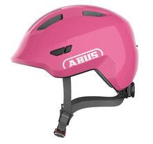 Load image into Gallery viewer, A product image of the Abus Smiley 3.0 children's bicycle helmet with the shiny pink colour.