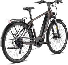 Load image into Gallery viewer, A product image of the BESV TR 1.3 electric bike, with the crossbar frame variant, taken from the back right side.