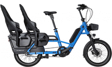 Load image into Gallery viewer, An animated product image of the Velo de Ville Loady electric longtail cargo bike which flicks through various frame colours and load setups.
