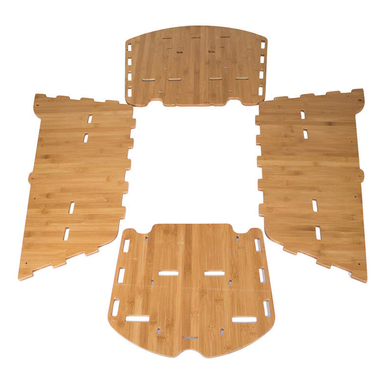 A product image showing the four separate components of the Yuba Bamboo Box: The front, rear, and two sides.