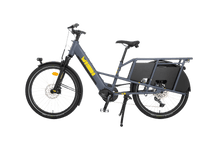 Load image into Gallery viewer, A product image showing the left side of the Yuba Boda Boda electric longtail cargo bike.