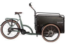Load image into Gallery viewer, A product image of the Bimas eCargo 3.3 Economy electric cargo bike, showing the side of the cargo bike.