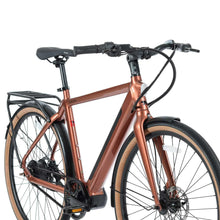 Load image into Gallery viewer, Product image of the Kuma M1 electric bike against a white background. The frame colour is gloss copper. The photo is taken from the front right of the bike.
