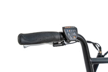 Load image into Gallery viewer, A product image of the Radrunner 2 electric longtail cargo bike from Rad Power Bikes, which is available to hire from LeaseBike. The photo shows the details of the power assist controls on the left side of the handlebar.