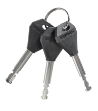 Load image into Gallery viewer, A product image of three Kryptonite Bike Lock keys on a keyring.
