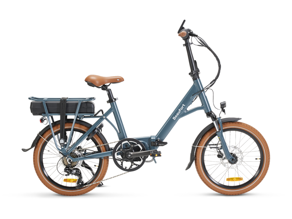 Beaufort Billie folding electric bike product photo, featuring the "rackley grey" frame colour.