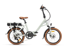 Load image into Gallery viewer, Beaufort Billie folding electric bike product photo, featuring the &quot;dry green&quot; frame colour.

