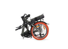 Load image into Gallery viewer, A product image of the Veloci Hopper folding electric bike from LeaseBike by Bleeper, showing the bike in its folded position against a white background.
