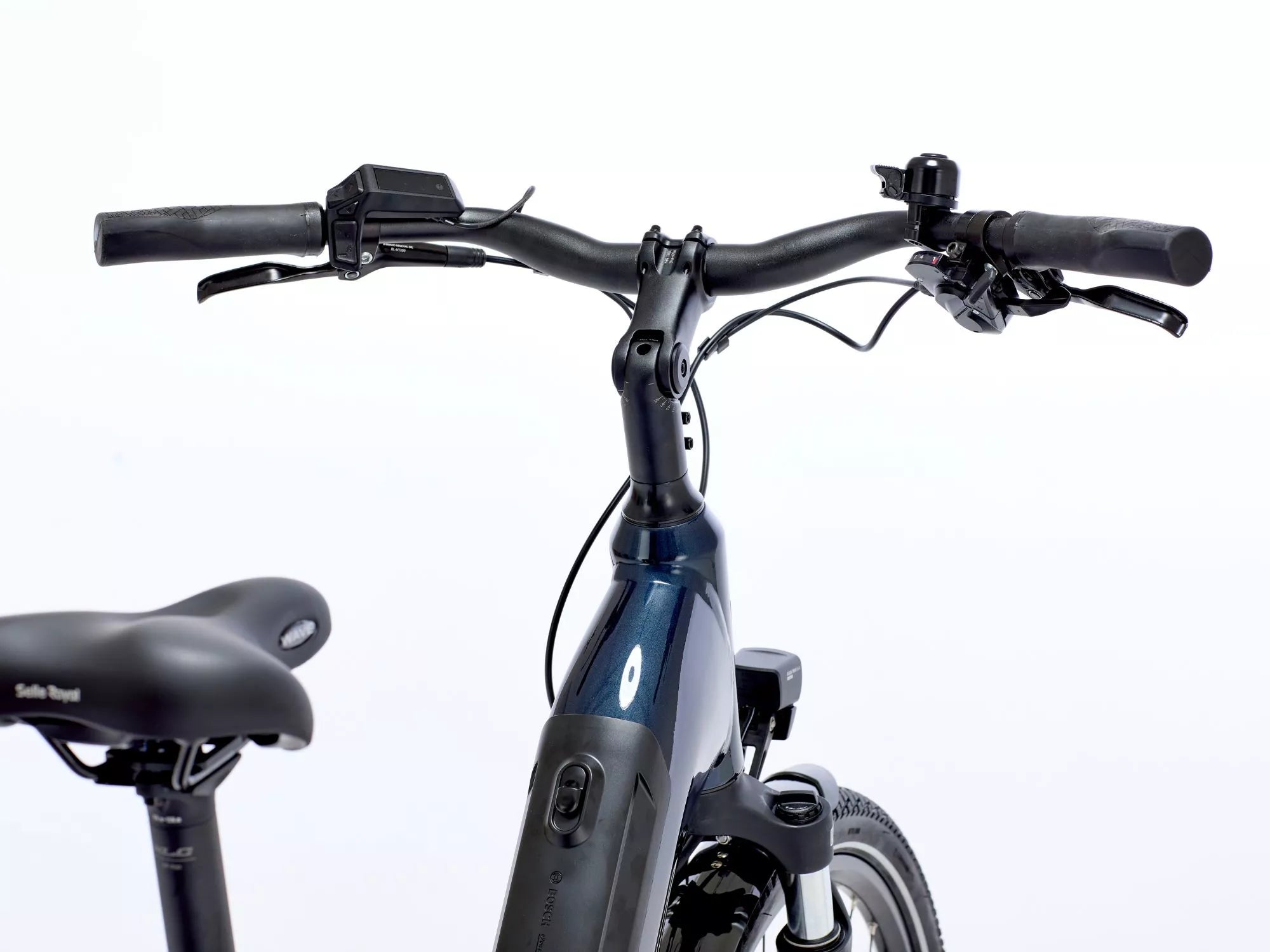 Close-up of a bicycle with a white background