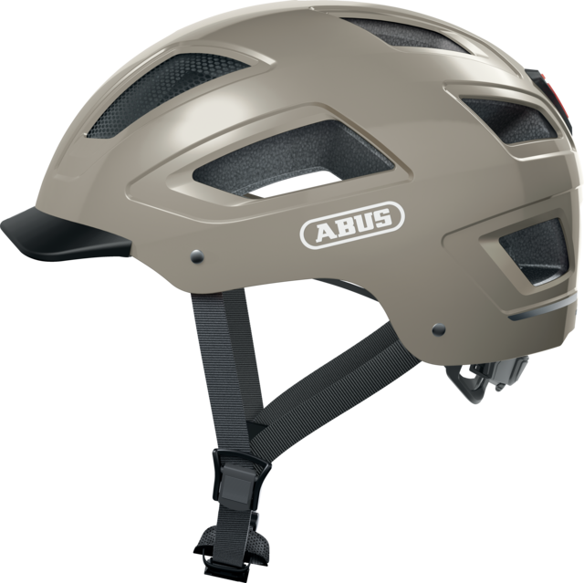 A product image of the Abus Hyban 2.0 cycle safety helmet, showing the colour option for Monument Grey.