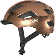 Load image into Gallery viewer, A product image of the Abus Hyban 2.0 cycle safety helmet, showing the colour option for Chrome Rose.
