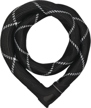 Load image into Gallery viewer, Black braided bicycle lock on a white background
