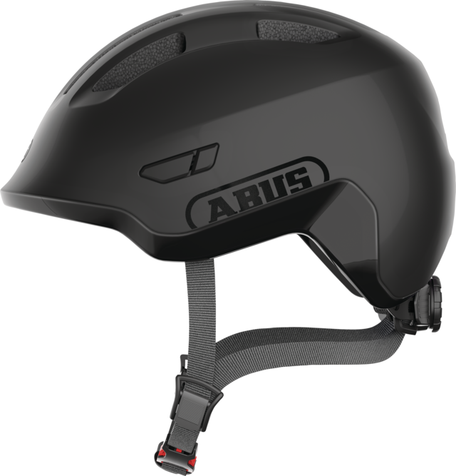 A product image of the Abus Smiley 3.0 kids cycle helmet in the colour Velvet Black.