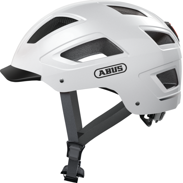 A product image of the Abus Hyban 2.0 cycle safety helmet, showing the colour option for Polar White.