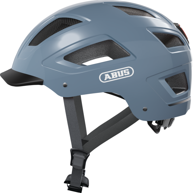 A product image of the Abus Hyban 2.0 cycle safety helmet, showing the colour option for Glacier Blue.