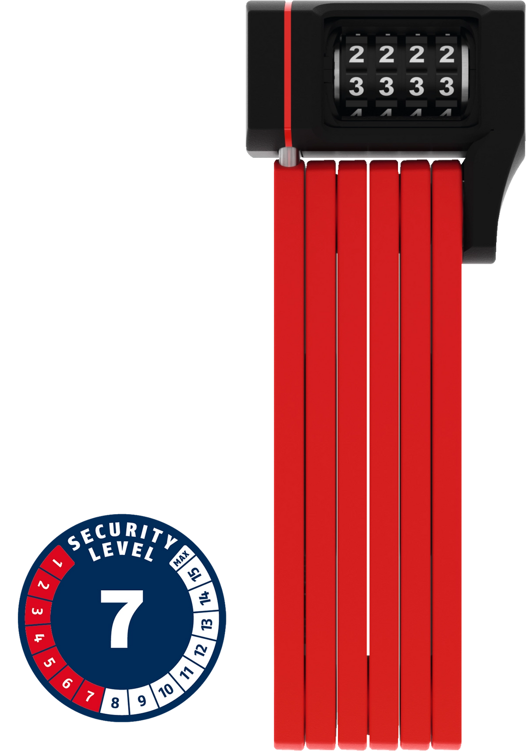 A product picture of the Abus uGrip Bordo 5700 Combination Lock in the red colour variant.