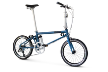 Load image into Gallery viewer, A product image of the Ahooga Active 24V folding electric bike showing the right side at an oblique angle. The frame colour is turquoise. The Ahooga Active is available to buy from Bleeper.
