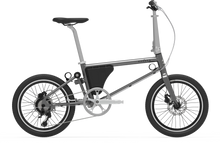 Load image into Gallery viewer, A product image of the Ahooga Power 36V folding electric bike showing the right side of the bike. The bike&#39;s frame colour is grey. The Ahooga Power 36V folding electric bike is available to buy from Bleeper.

