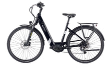 Load image into Gallery viewer, A product image of the BESV TR 2.1 electric bike, showing the step-through frame variant in a black colour, shown from the left side.
