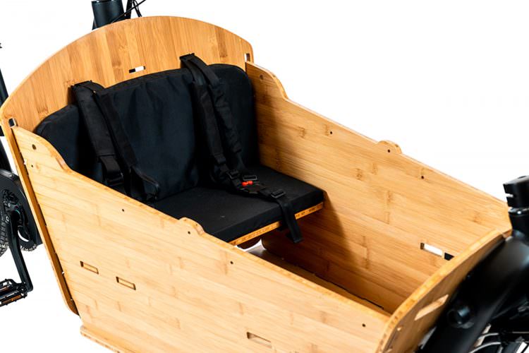 A product image showing an orthographic view of the Yuba Supercargo Bamboo Box Seat Kit.