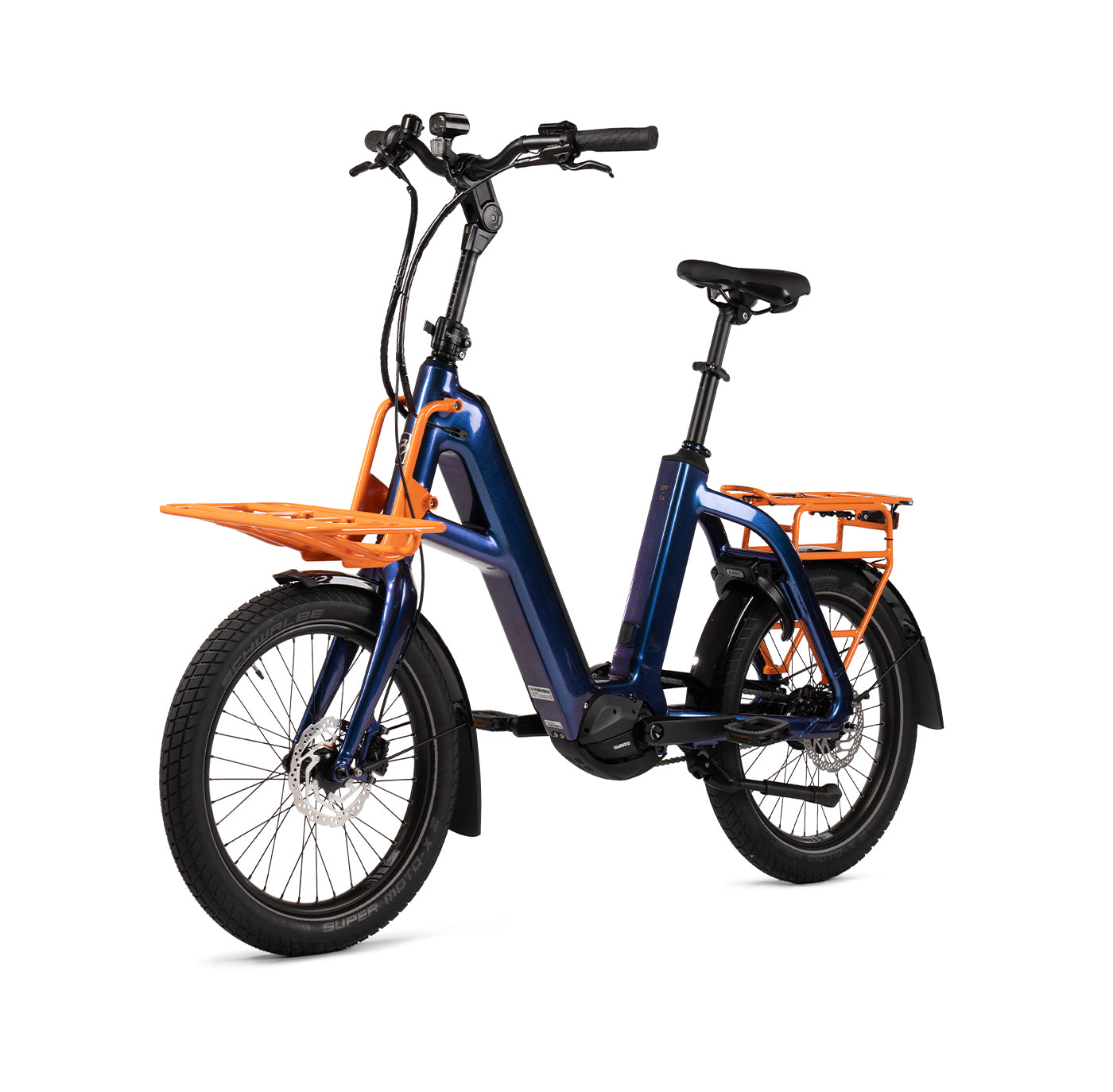 Product image of the BESV CPT 2.3 Compact Electric Bike with dark navy frame, taken from the front left side. 