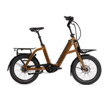 Load image into Gallery viewer, Product image of the BESV CPT 2.3 Compact Electric Bike with metallic gold frame, taken from the right side. 
