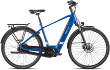 Load image into Gallery viewer, Product image of the BESV CT 2.3 electric bike with the crossbar frame variant, in the colour denim blue.
