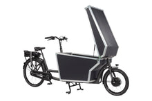 Load image into Gallery viewer, Black cargo bike with a large storage box on a white background
