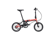 Load image into Gallery viewer, A black and pink Dahon K-feather folding electric bike on a white background.
