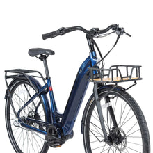 Load image into Gallery viewer, Product image of the Kuma S1 electric bike with a navy metallic frame colour. The bike is pictured from the front and to the right against a white background.
