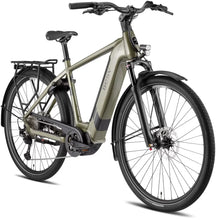 Load image into Gallery viewer, A product image of the BESV TR 1.1 electric bike, with the crossbar frame variant, taken from the front right side. 
