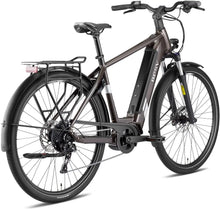 Load image into Gallery viewer, A product image of the BESV TR 1.3 electric bike, with the crossbar frame variant, taken from the back right side. 
