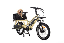 Load image into Gallery viewer, A product image of the Yuba Fastrack electric longtail cargo bike, showing the Wooftop dog carrier accessory setup with the Latte frame colour option.
