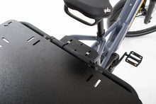 Load image into Gallery viewer, A product image showing a close-up of the black Yuba Carry-All rack on the back of a Yuba Longtail electric cargo bike
