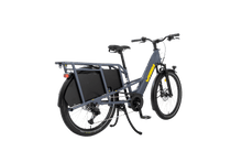 Load image into Gallery viewer, A product image showing the right side of the Yuba Boda Boda electric longtail cargo bike from an angle to the rear of the bike.
