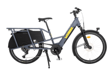 Load image into Gallery viewer, A product image showing the right side of the Yuba Boda Boda electric longtail cargo bike.
