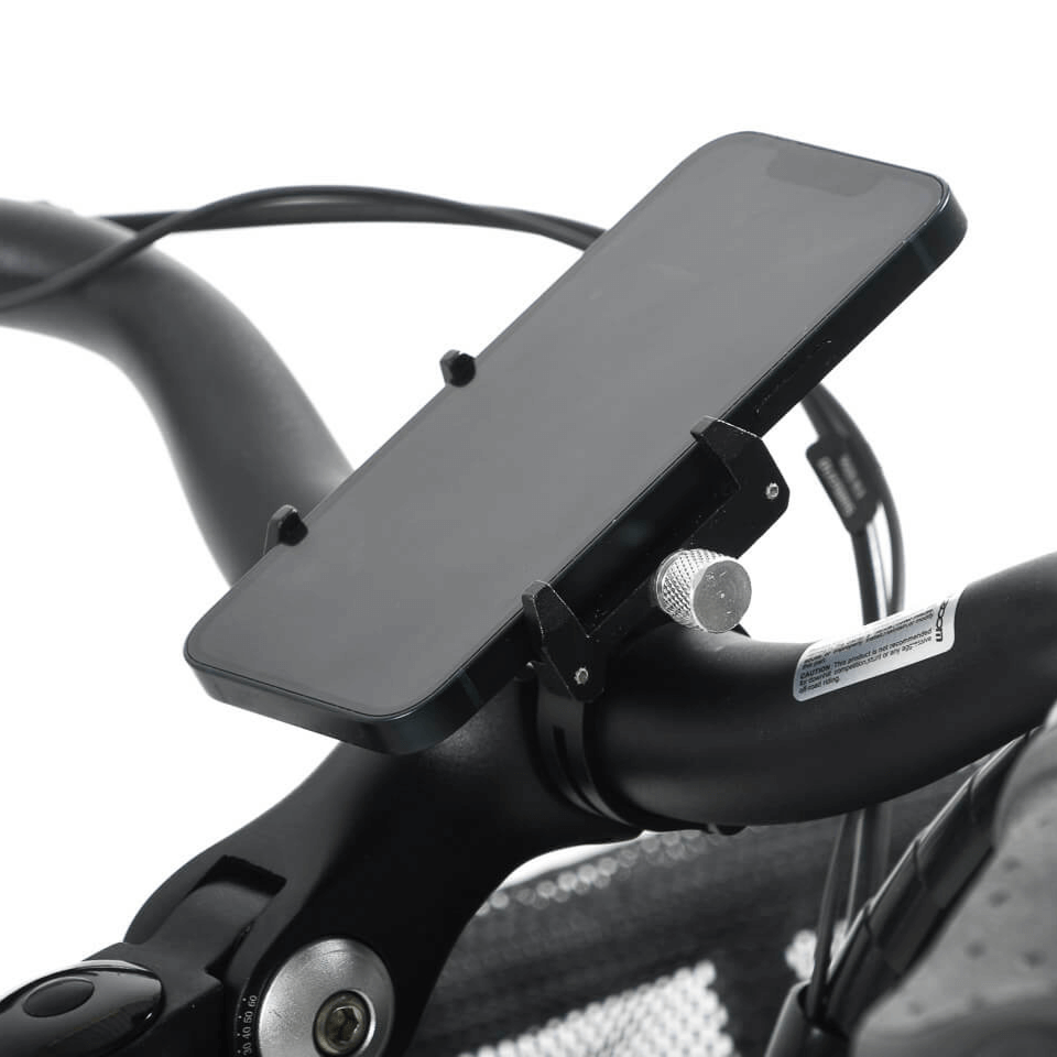 Product image of the Yuba Phone Holder in place with a phone attached.