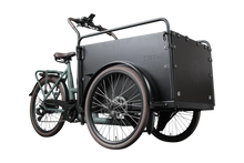 Load image into Gallery viewer, A product image of the Bimas eCargo 3.3 Economy electric cargo bike, showing the front and right side of the cargo bike.
