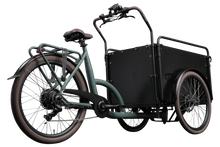 Load image into Gallery viewer, A product image of the Bimas eCargo 3.3 Economy electric cargo bike, showing the back and right side of the cargo bike from a rear angle.
