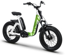 Load image into Gallery viewer, A photo of the Fantic Issimo Urban electric bike showing the white frame with a transparent green frame cover. 
