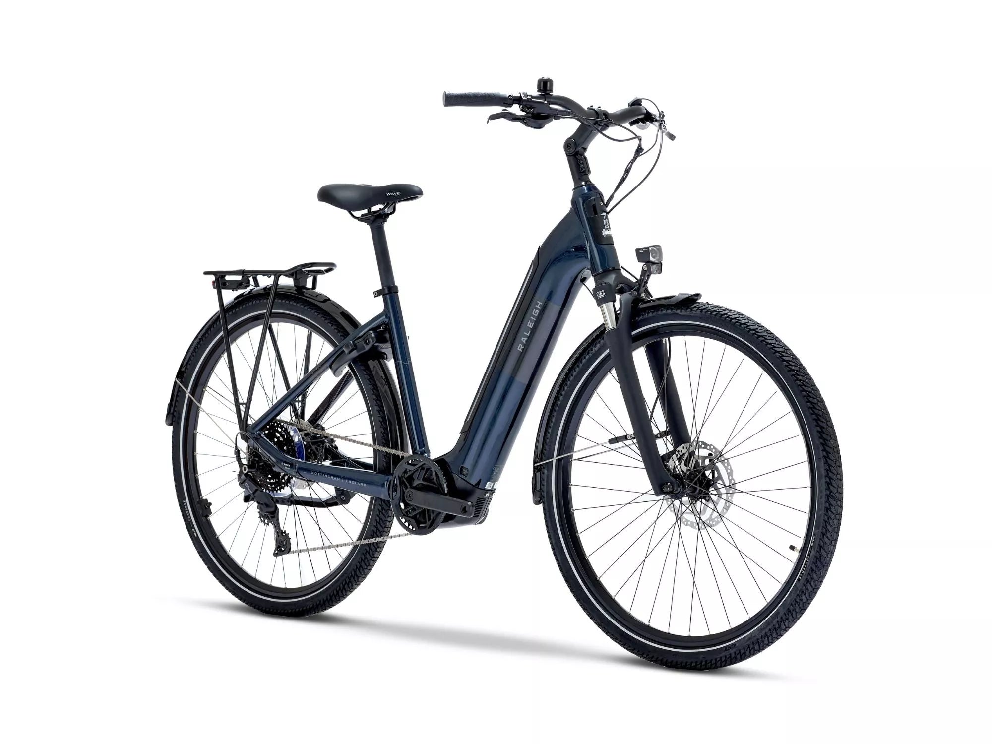 Blue electric bike on a white background.