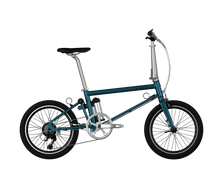 Load image into Gallery viewer, A product image of the Ahooga Active 24V folding electric bike. The frame colour is turquoise. The Ahooga Active is available to buy from Bleeper.
